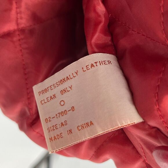 VENEZIA Vtg Leather Jacket Women's Size XL Red Quilted Lining Full Zip Coat Pkts - Picture 8 of 15